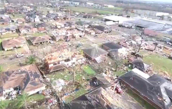Drone Footage Shows Extensive Tornado Damage in New Orleans