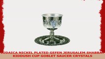 JUDAICA NICKEL PLATED GEFEN JERUSALEM SHABBAT KIDDUSH CUP GOBLET SAUCER CRYSTALS d426d9a1