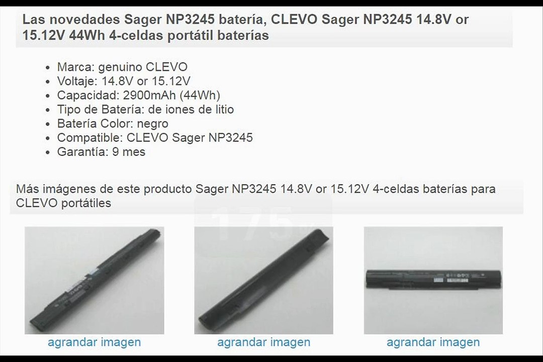 Las novedades Sager NP3245(CLEVO N240BU) 14.8V or 15.12V 44Wh 4-celdas portátil baterías