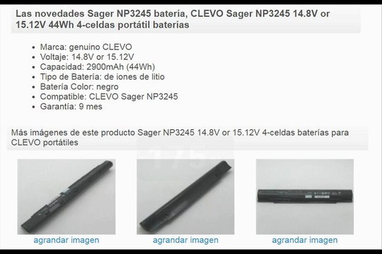 Las novedades Sager NP3245(CLEVO N240BU) 14.8V or 15.12V 44Wh 4-celdas portátil baterías