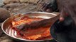 BIG FISH cleaning and cooking in nature stove at nature location _ VILLAGE FOOD FACTORY -