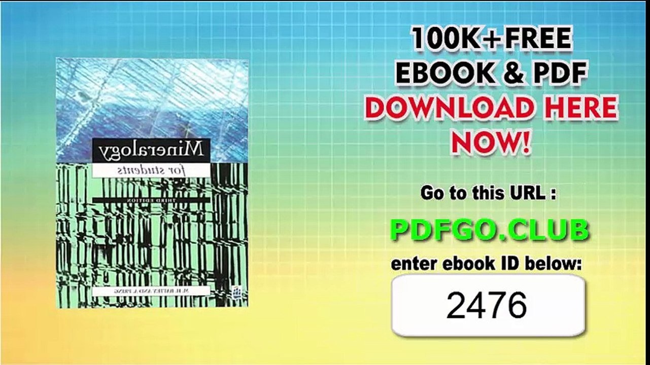 Mineralogy for Students 3rd Edition
