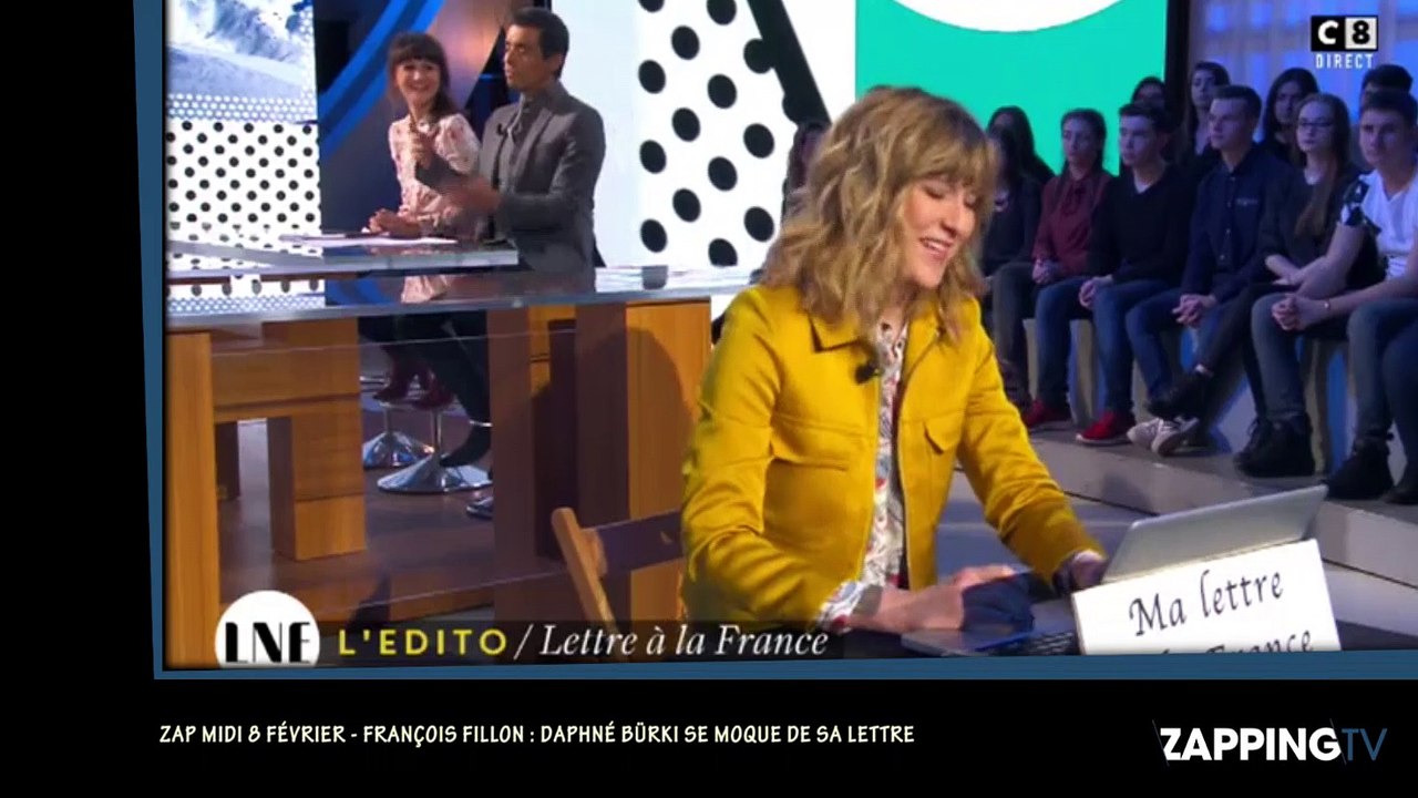 Zap midi 8 février - François Fillon : Daphné Burki se moque de sa lettre d'excuses (Vidéo)