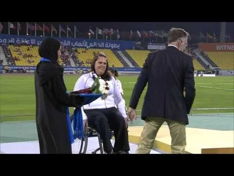 Women's shot put F34 | Victory Ceremony | 2015 IPC Athletics World Championships Doha