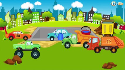 The Red Bulldozer and Big Truck in the City - Little Cars - Cars & Trucks for Kids Part 2