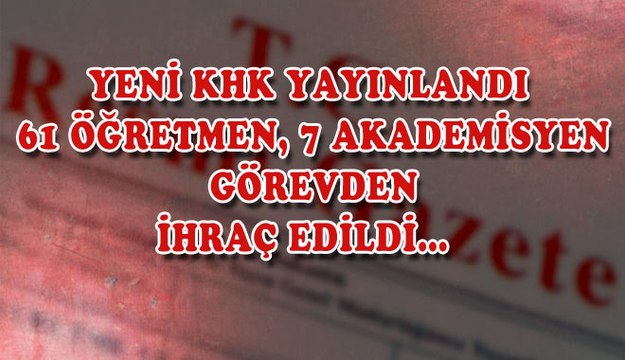 YENİ KHK YAYINLANDI