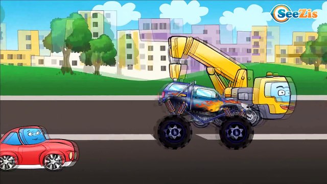✔ Carritos Para Niños. Grúa, Camión de bomberos, Un camion monstruo. Caricaturas de carros ✔