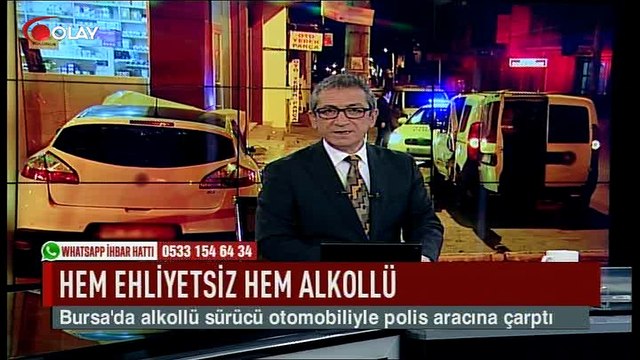 Ehliyetsiz alkollü sürücü polis aracına çarptı! (Haber 08 02 2017)