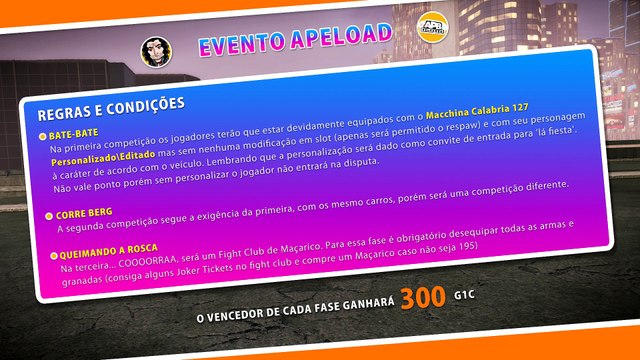 APB: R - EVENTO APELOAD - Aviso de Live e Premiação de 900 G1C