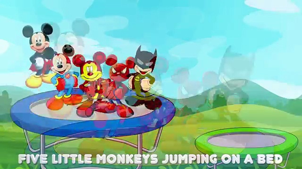 Ironman Mickey Mouse and Heroes Friends Jumping on the Bed