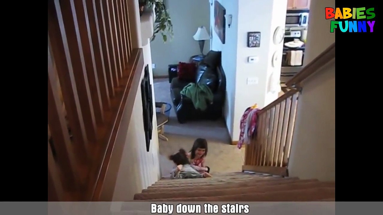 Cute Babies Slides Down Stairs!