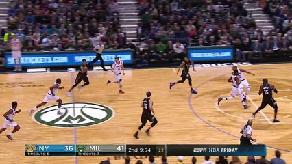 Kristaps Porzingis Swats It Out of Bounds | Knicks vs Bucks | January 6, 2017 | 2016 17 NB