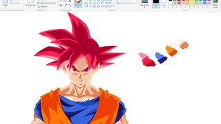 How I Draw using Mouse on Paint  - Goku Super Saiyan God - Dragon Ball Super