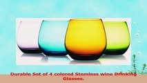 Attractive Set of Four 4 Unique Colored Stemless Wine Glasses 16oz  Party Drinking 80da3f35