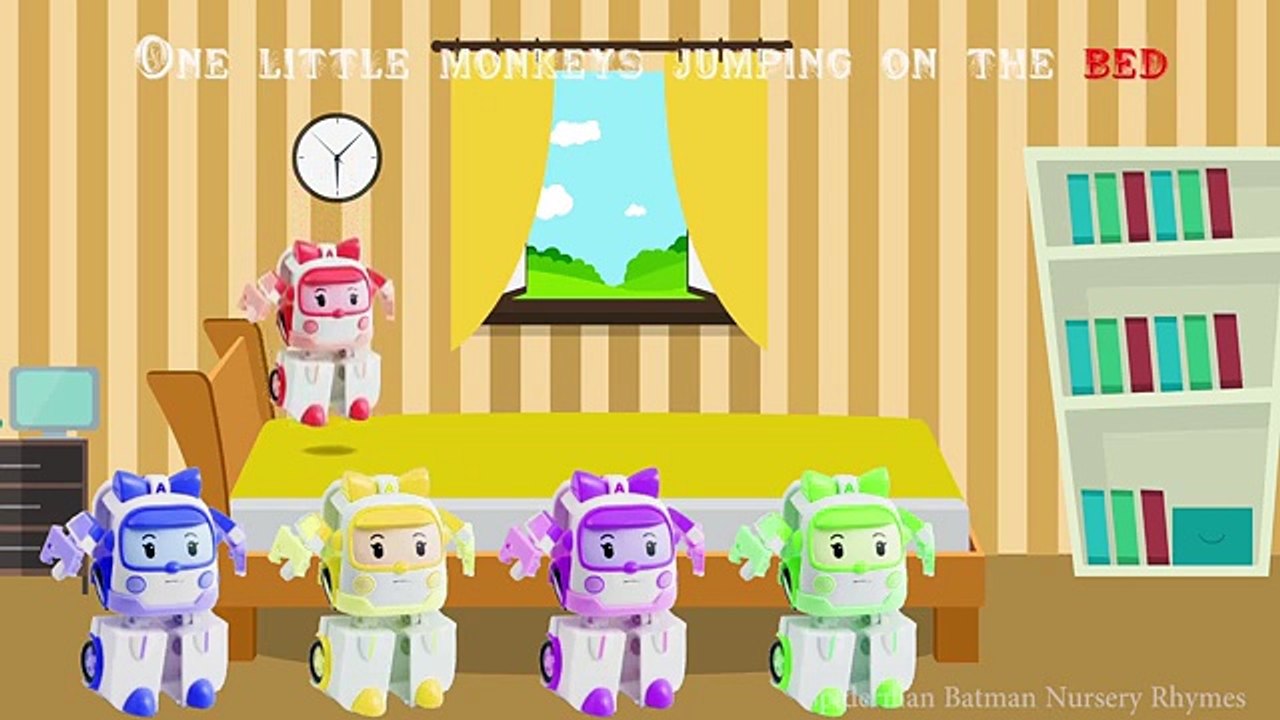 Amber Robocar Poli Jumping on the Bed Five Little Amber Jumping on the Bed Nursery Rhymes