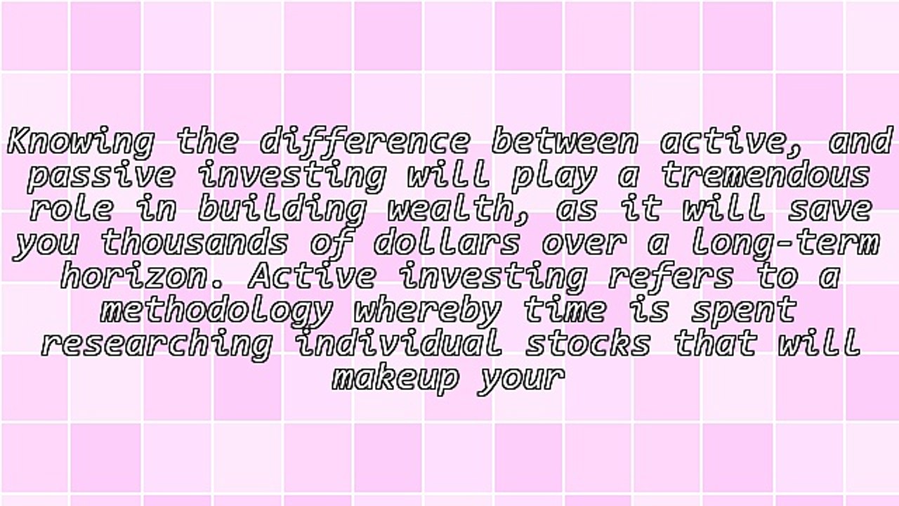 Passive Vs Actively Managed Investing
