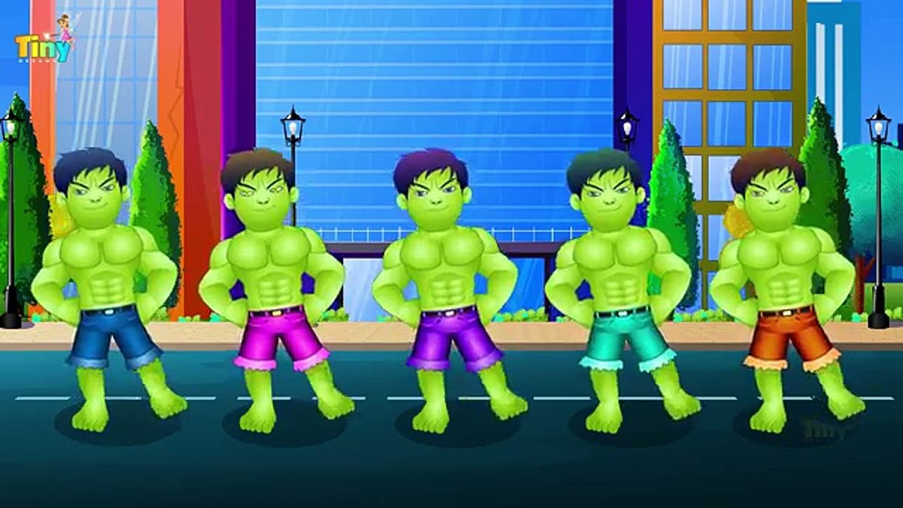 5 Little Hulk Jumping On The Bed | Nursery Rhymes For Kids