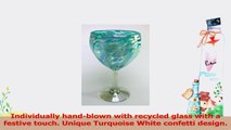 Wine Glasses Hand Blown Turquoise White Confetti 12 oz set of 4 4ba30d0a