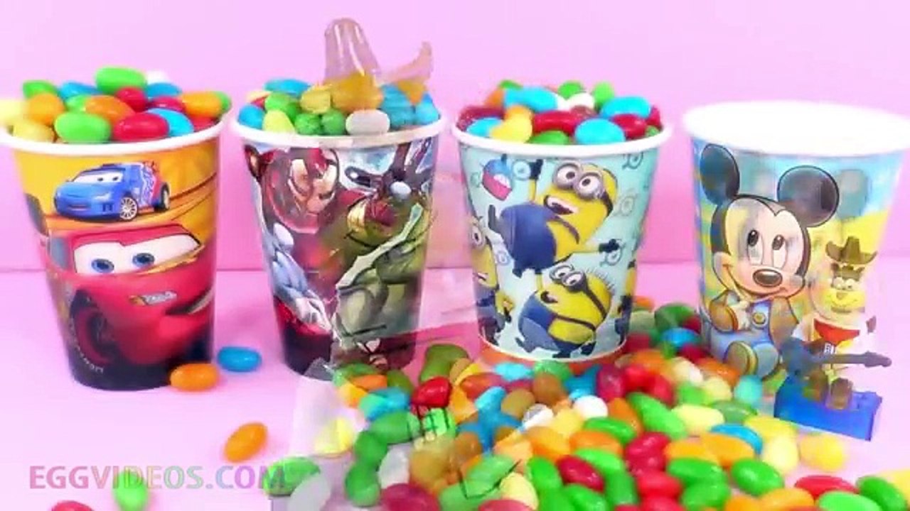 Jelly Beans Mickey Mouse Minions Surprise Cups with Toys Superman Peppa Pig Zootopia Egg Blind Bag