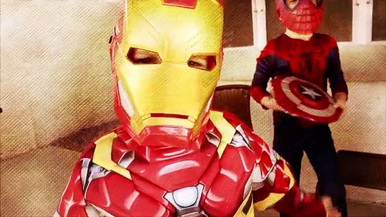 Superhero IRON MAN VS SPIDERMAN Nerf War Battle Fight CAPTAIN AMERICA Shield Parody Fun