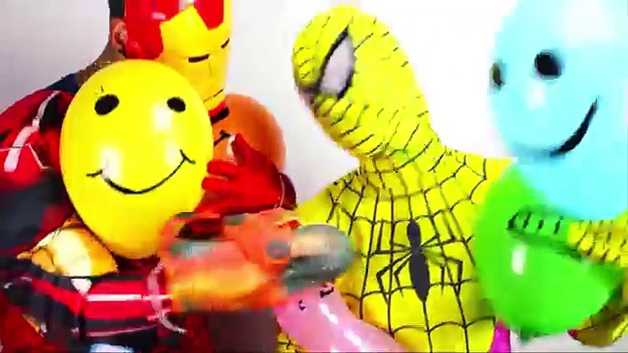 Colors Popping Balloons Learn Colours Balloon TOP Finger Family Kids Song Spiderman vs Iron Man