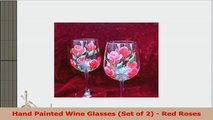 Hand Painted Wine Glasses Set of 2  Red Roses cd3afc14