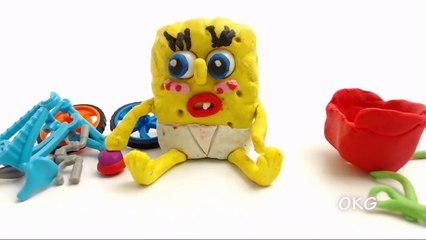 Superhero Baby Hulk and Baby SpongeBob Playing Play Doh Animation