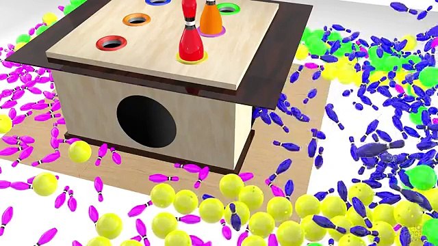 Children learning video learn colors with Funny Bowling Balls 3D wooden hammer Game for Kids Part 4