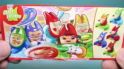 4 Kinder Joy Surprise Eggs with Crazy Friends Toys for Kids