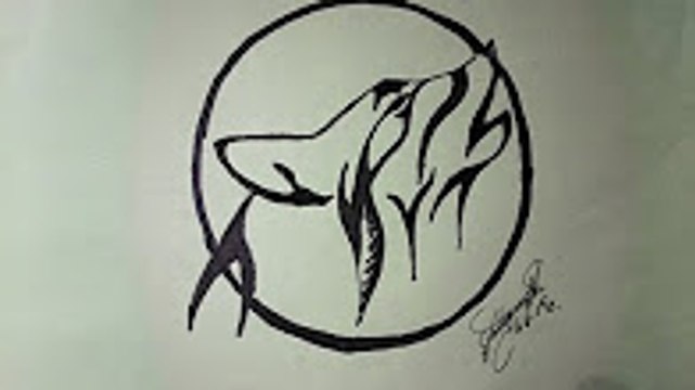 How to draw a wolf howling to Tattoo, Como dibujar un lobo aullando para hacer tatu