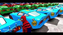 SPIDERMAN SMASH CARS PARTY ! Custom Lightning McQueen Cars ( Childrens Songs With Action )