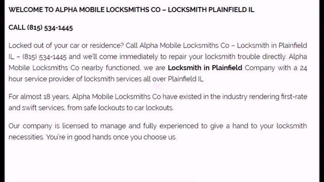 Locksmith Services Plainfield | Call Now (815) 534-1445