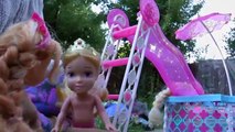 PART 2! Pool Party Elsa and Anna toddlers ! Water Slide ! Rapunzel, Ariel