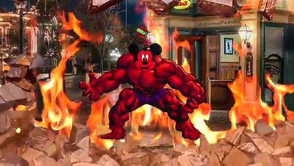 Red Hulk Mickey Mouse and Daddy Hulk Friends Finger Family Song!