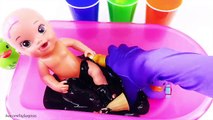 Baby Doll Slime Bath! Learn Colors! Clay Slime Cups! How to Bathe a Baby Videos Pretend Play