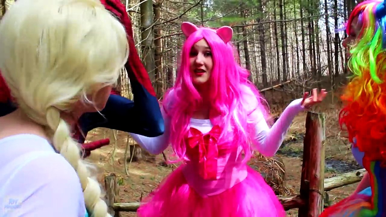 Pink Spidergirl vs Cruella! w/ Spiderman, Frozen Elsa, My Little Pony, Joker, Hulk & Venom