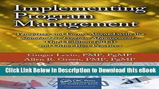 [Read Book] Implementing Program Management: Templates and Forms Aligned with the Standard for