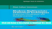 [Read Book] Modern Multivariate Statistical Techniques: Regression, Classification, and Manifold