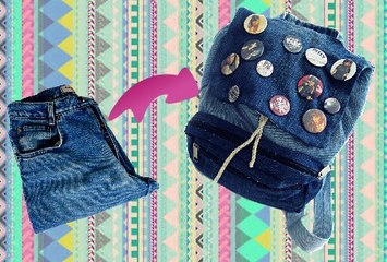 Diy volta as aulas Mochila Jeans Sem Costura