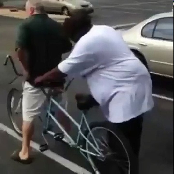 fatter girl want go in bike but fail !! funny