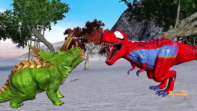 Spiderman colors Dinosaur Finger family 3d Rhymes Animation - Play Doh Animals Names for Toddlers