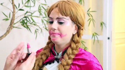 Frozen Elsa LIPSTICK ATTACK MAKEUP CHALLENGE vs Anna, Spiderman! Funny Superhero Video in Real Life