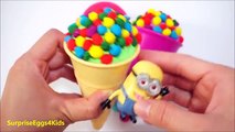 Play Doh Rainbow Ice Cream Surprise Egg Popsicles opening by Minions, MLP Princess Cinderella