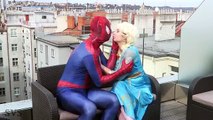 WHO KISSED SPIDERMAN?! w/ Frozen Elsa Bad Baby Joker Princess Rapunzel - Superhero Real Life