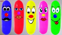 5 Wet Colors Face Balloons - Learn Colours Water Balloon Finger Family Nursery Rhymes Compilation