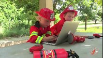 Little heroes 6 - firefighters with their fire truck teachings of Darth Vader fire safety
