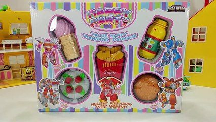 푸드 변신 로봇 5종 햄버거 감자튀김 아이스크림 케익 요구르트 사라진 음식을 찾아라 뽀로로 장난감-O8c6VyAuWE8