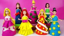 Playdoh Disney Princess Dress up Belle Ariel Jasmine Mulan Videos for Kids ディズニープリンセス