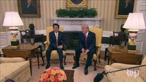 Trump, Abe shake hands at White House