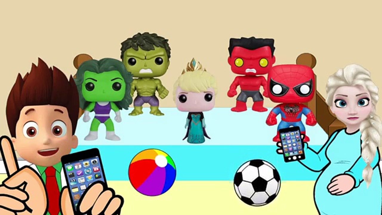 New Five Little Monkeys Kids Songs Disney Frozen Elsa Spiderman Avengers Hulk Dr Ryder #Animation